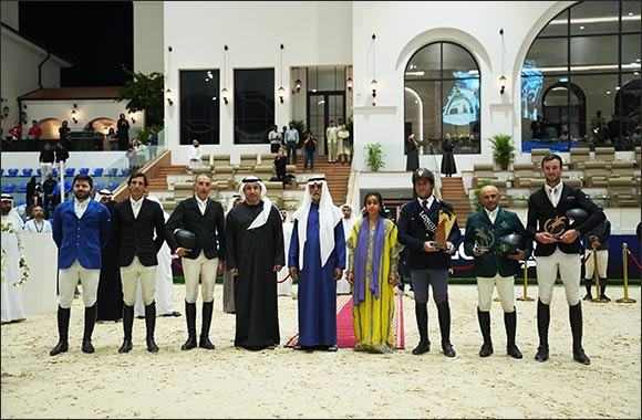 His Excellency Sheikh Nahayan bin Mabarak Al Nahyan honors winner of Longines Grand Prix title at 12th FBMA International Show Jumping Cup